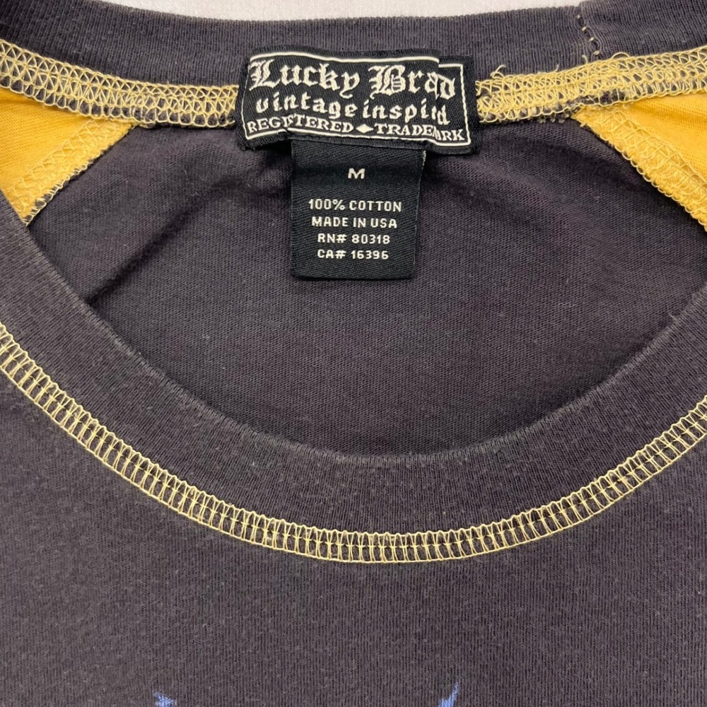 Lucky‎ Brand Mens Electric Groove Vintage Inspired Raglan Graphic T-Shirt M - Picture 2 of 6